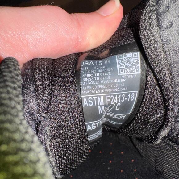 MERRELL Moab Flight CF Wide Black Shoes J004625W Size 15 Wide Pre - Owned - Picture 8 of 8